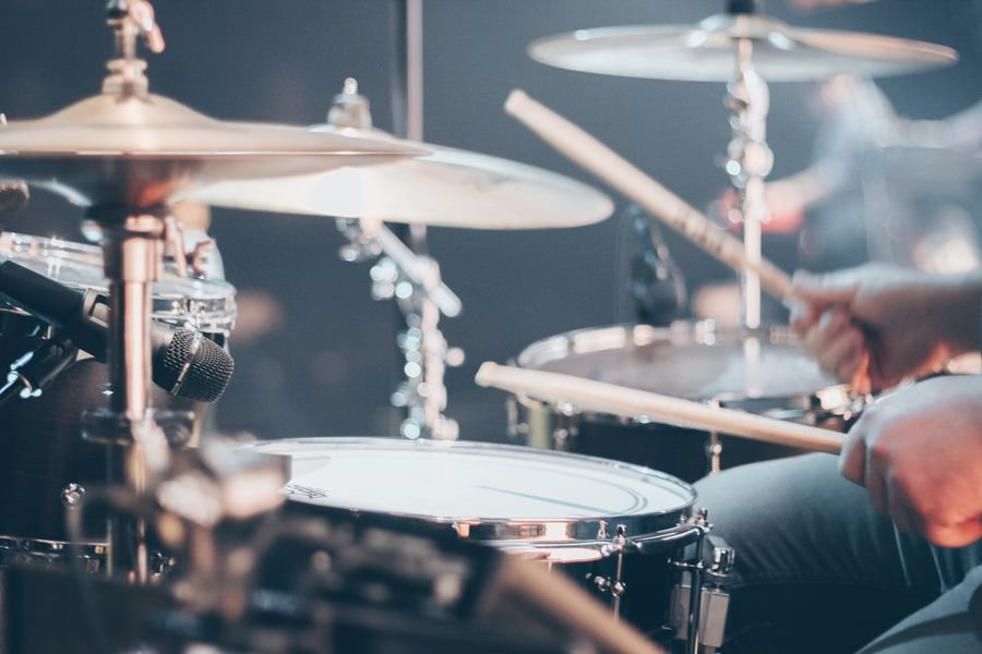Drummer performing live