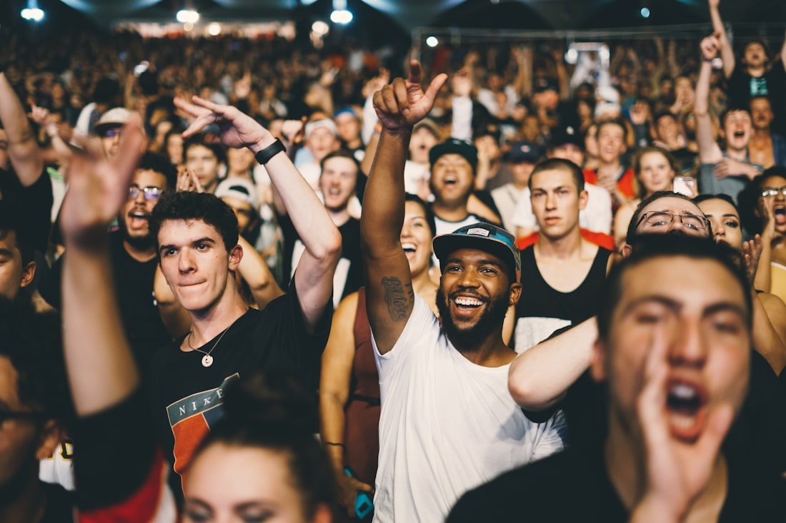 Verified artist performing to a crowd